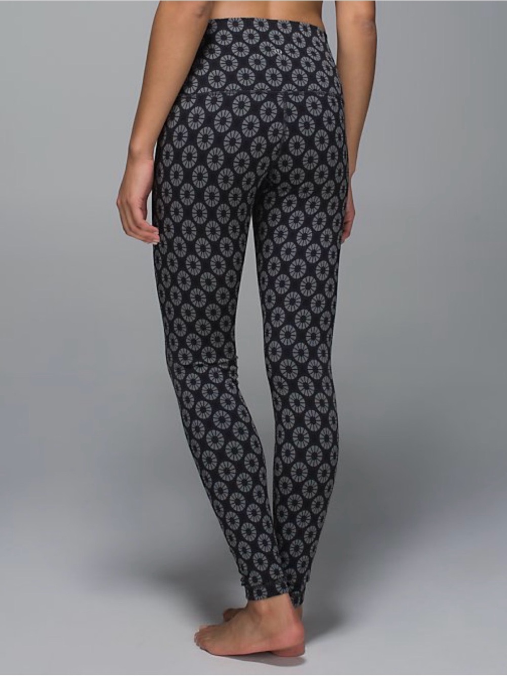 Lululemon Wunder Under Roll Down Girls Circle Geo Slate Deep Coal Leggings